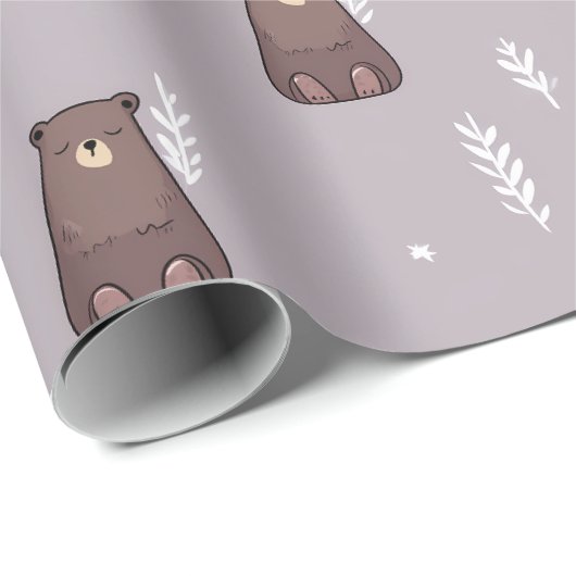 Cadeau Papier d'emballage de la source de l'ours endormi (Coin rond)