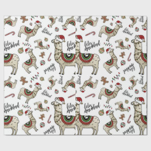 Cadeau Papier d'emballage de lama de Feliz Navidad