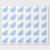Cadeau Papier d'emballage de lapin bleu (Plat)