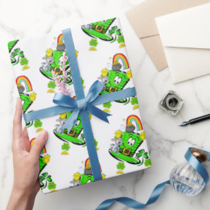 Cadeau Papier d'emballage de lapin de la Saint-Patrick jo