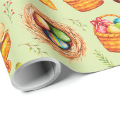 Cadeau Papier d'emballage de lapin de Pâques occupé (Coin rond)