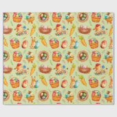 Cadeau Papier d'emballage de lapin de Pâques occupé (Plat)