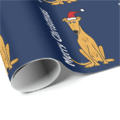 Cadeau Papier d'emballage de lévrier de Noël drôle de (Coin rond)