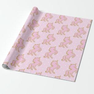 Cadeau Papier d'emballage de licornes assez roses