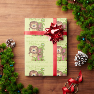 Cadeau Papier d'emballage de lion mignon pour le premier
