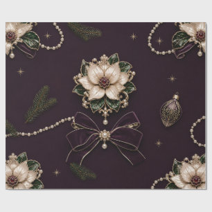 Cadeau Papier d'emballage de luxe poinsettia de Noël coul