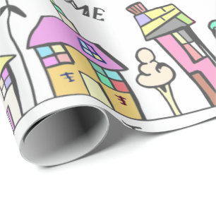 CADEAU PAPIER D'EMBALLAGE DE MAISONS DE VILLE POUR DES