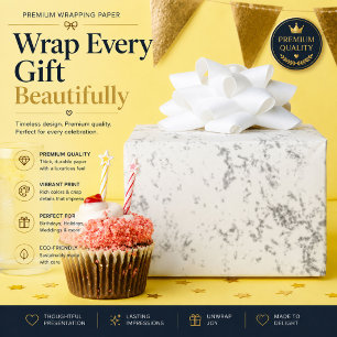 Cadeau Papier d'emballage de mariage élégant en marbre