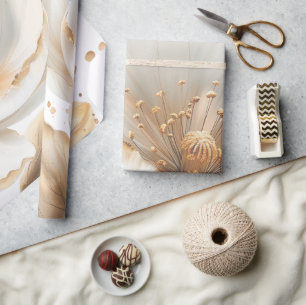Cadeau Papier d'emballage de mariage élégant or et blanc