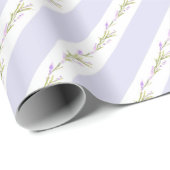 Cadeau Papier d'emballage de mariage Fleur à rayures blan (Coin rond)