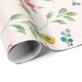 Cadeau Papier d'emballage de mariage floral d'aquarelle (Coin rond)