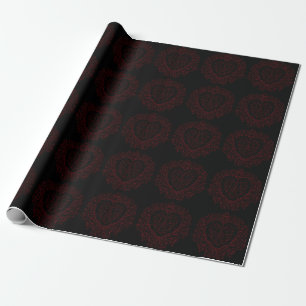 Cadeau Papier d'emballage de mariage gothique rouge et