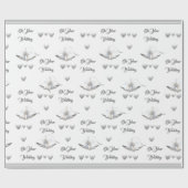 Cadeau Papier d'emballage de mariage Silver Hearts & Bell (Plat)