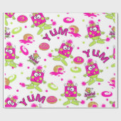 Cadeau Papier d'emballage de monstre rose de Dreidel (Plat)