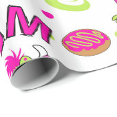 Cadeau Papier d'emballage de monstre rose de Dreidel (Coin rond)