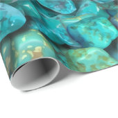Cadeau Papier d'emballage de motif de turquoise (Coin rond)