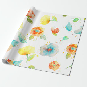 Cadeau Papier d'emballage de motif floral de pavot