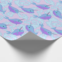 Papier d'emballage de motif heureux de Narwhal