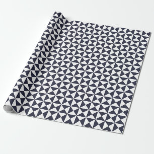 Cadeau Papier d'emballage de motif moderne bleu classique