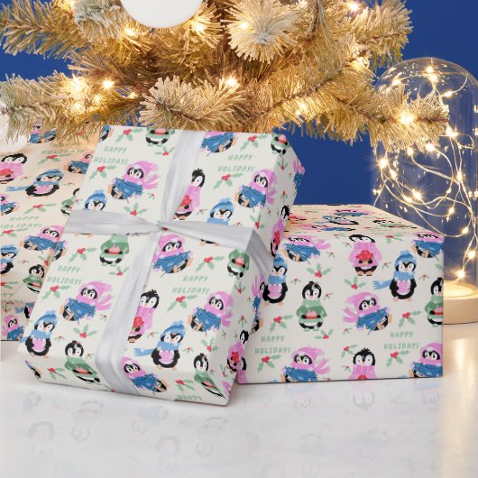 Cadeau Papier d'emballage de Noël à motif de manchots fes (Vacances)