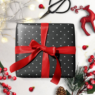 Cadeau Papier d'emballage de Noël à pois noir et blanc