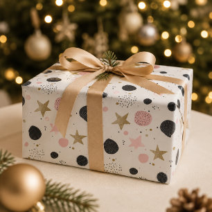 Cadeau Papier d'emballage de Noël abstrait rose or modern