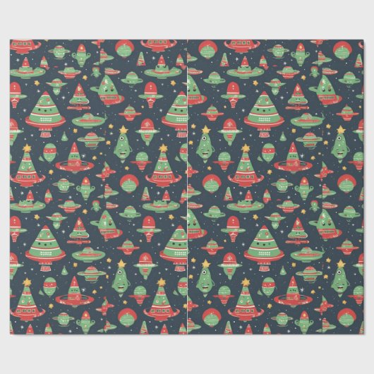 Cadeau papier d'emballage de Noël Alien (Couture)