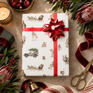 Cadeau Papier d'emballage de Noël Animaux de Safari