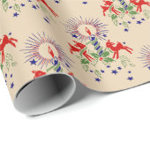 Cadeau Papier d'emballage de Noël antique de renne (Coin rond)