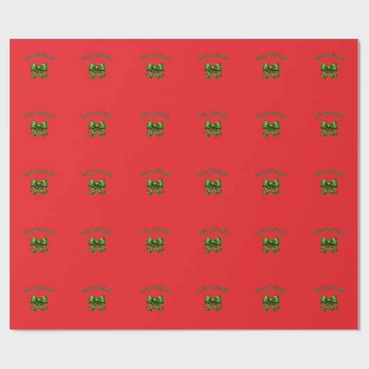Cadeau Papier d'emballage de Noël Arc vert (Plat)