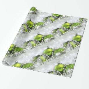 Cadeau Papier d'emballage de Noël argenté et vert