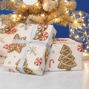 Cadeau Papier d'emballage de Noël au pain d'épices Joli