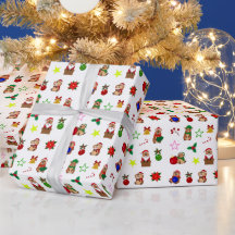 Papier d'emballage de Noël avec capybaras