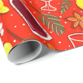 Cadeau Papier d'emballage de Noël avec du vin chaud (Coin rond)