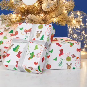 Cadeau Papier d'emballage de Noël avec personnages de Noë