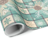 Cadeau Papier d'emballage de Noël avec pinecones (Coin rond)