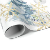 Cadeau Papier d'emballage de Noël bleu (Coin rond)