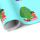 Cadeau Papier d'emballage de Noël bleu-clair de Cuties de (Coin rond)