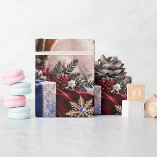 Cadeau Papier d'emballage de Noël bleu hivernal en bois d