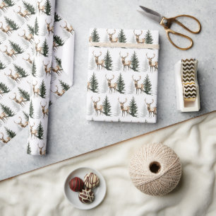Cadeau Papier d'emballage de Noël Bois de cerfs rustique