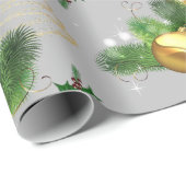 Cadeau Papier d'emballage de Noël Bougie dorée (Coin rond)