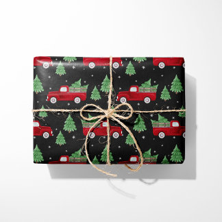 Cadeau Papier d'emballage de Noël Camion Rouge Rustique s