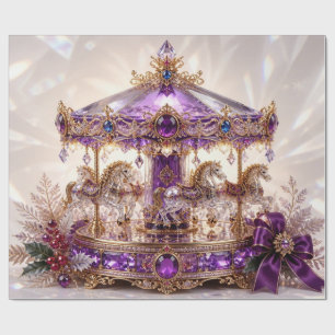 Cadeau Papier d'emballage de Noël Carousel Luxe Violet