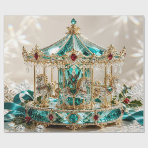 Cadeau Papier d'emballage de Noël Carousel Luxueux Sarcel