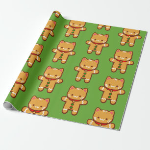 Cadeau Papier d'emballage de Noël - CAT de PAIN D'ÉPICE