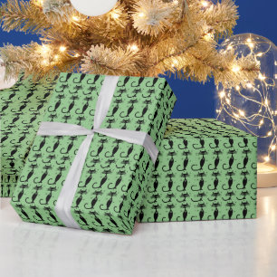 CADEAU PAPIER D'EMBALLAGE DE NOËL CHAT NOIR ATOMIQUE RÉTR