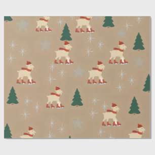 Cadeau Papier d'emballage de Noël chèvre mignonne