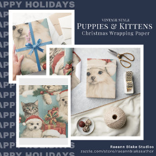 Cadeau Papier d'emballage de Noël Chiots & Chatons