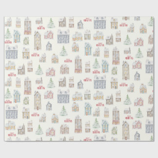 Cadeau Papier d'emballage de Noël Cosy maisons d'hiver