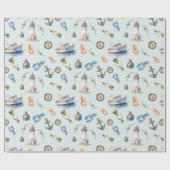 Cadeau Papier d'emballage de Noël côtier joyeux (Plat)
